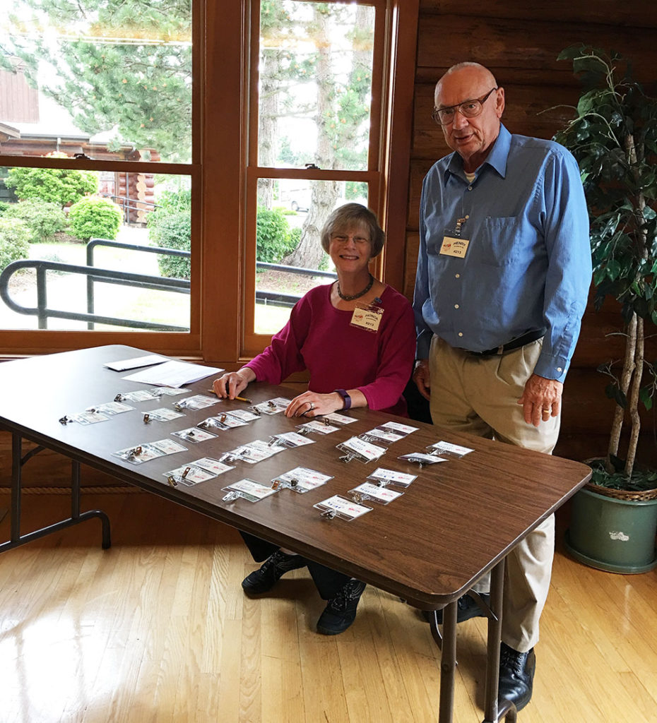 Henry and Patricia distributed name tags