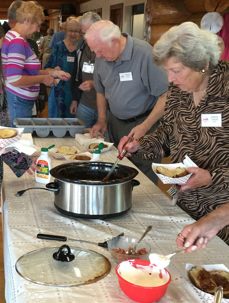 Everyone enjoyed loading up their baked potatoes with goodies